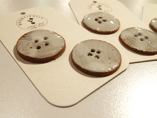 Hand Made Flat White Ceramic Buttons - by Bountifully