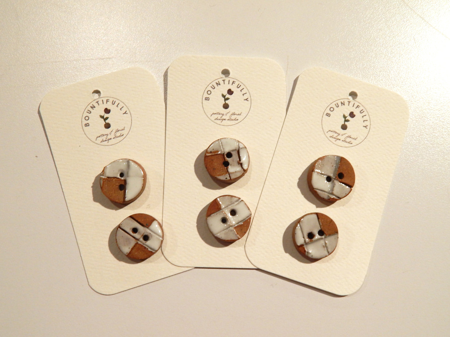 Hand Made Plaid Ceramic Buttons - by Bountifully