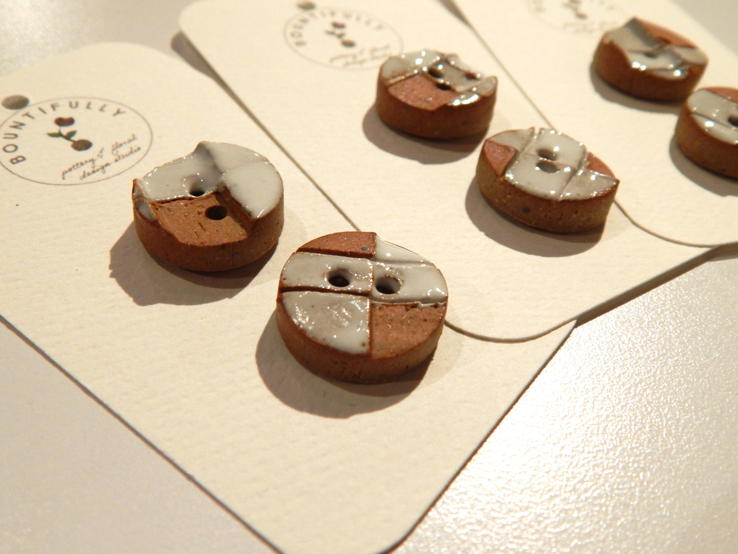 Hand Made Plaid Ceramic Buttons - by Bountifully