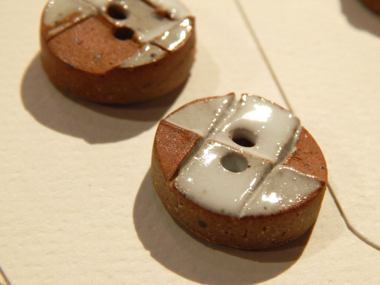 Hand Made Plaid Ceramic Buttons - by Bountifully