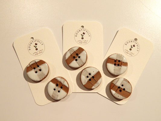 Hand Made Plaid Ceramic Buttons - by Bountifully