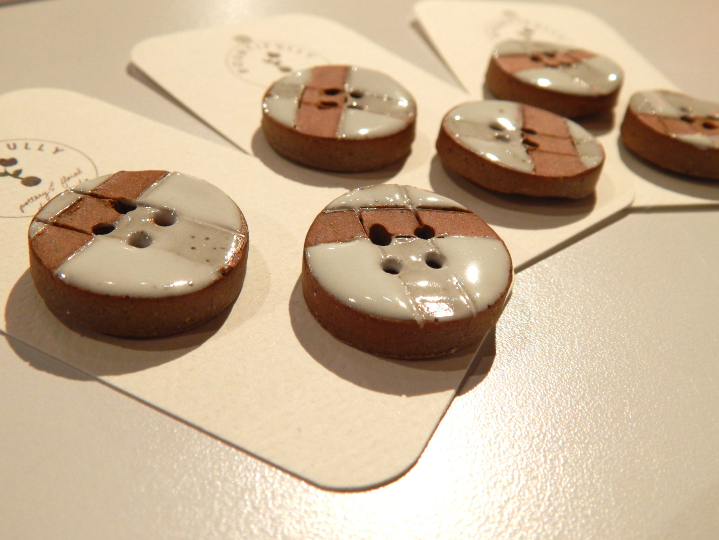 Hand Made Plaid Ceramic Buttons - by Bountifully