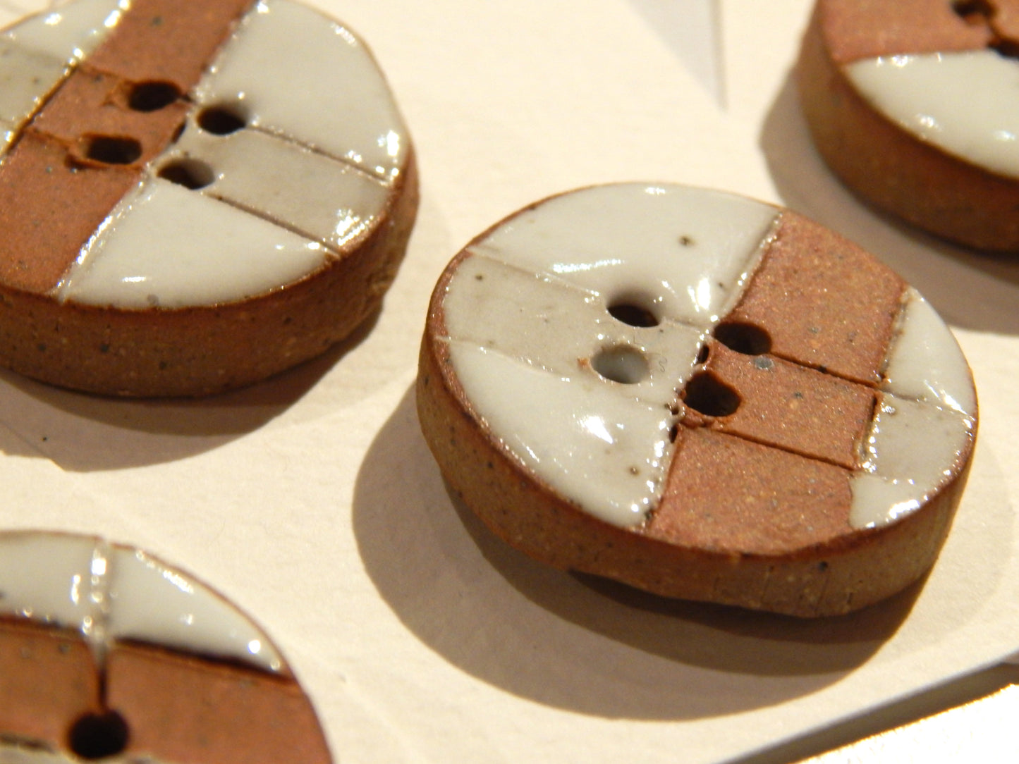 Hand Made Plaid Ceramic Buttons - by Bountifully