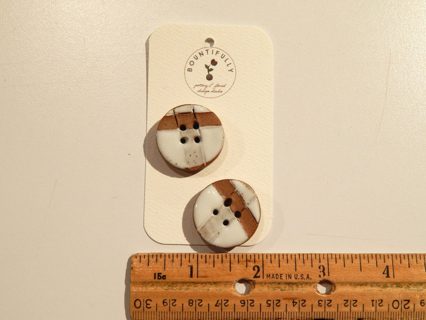 Hand Made Plaid Ceramic Buttons - by Bountifully