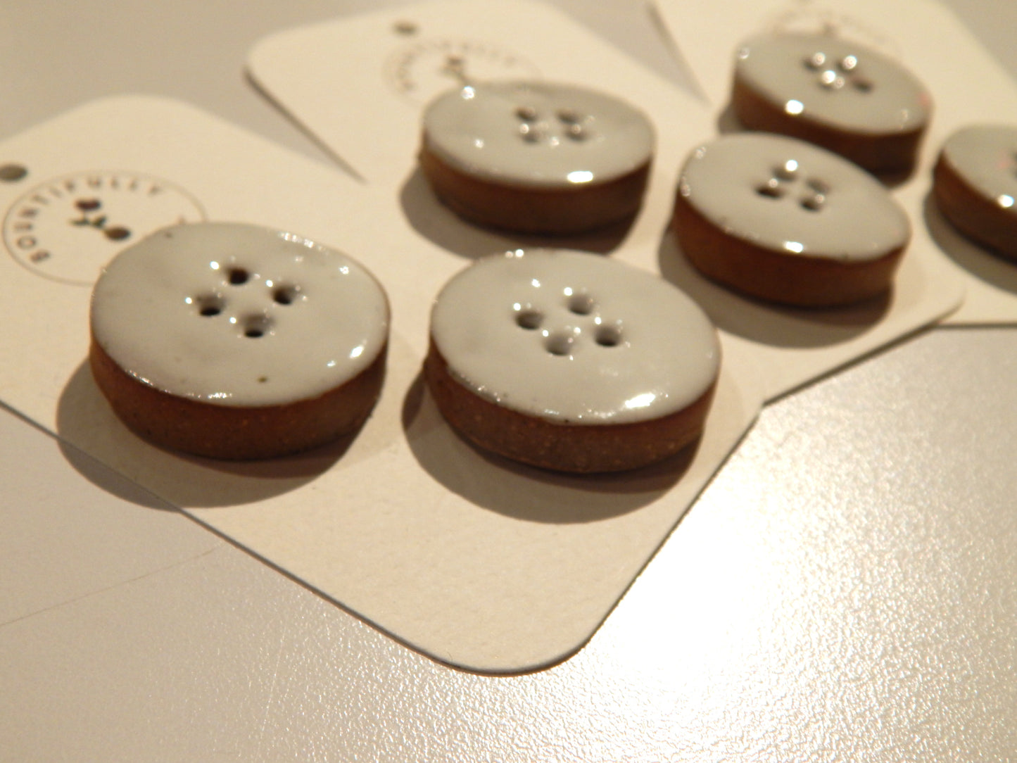 Hand Made White Ceramic Buttons - by Bountifully - Multiple Sizes
