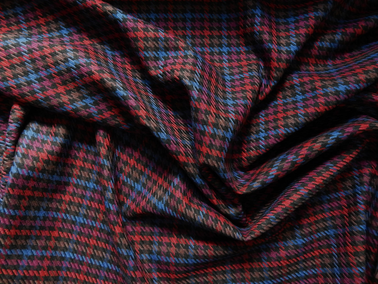 Red and blue plaid twill fabric