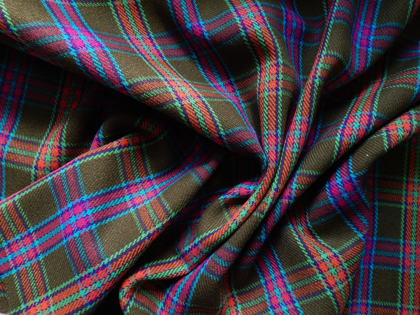 Blue, green. and pink plaid fabric