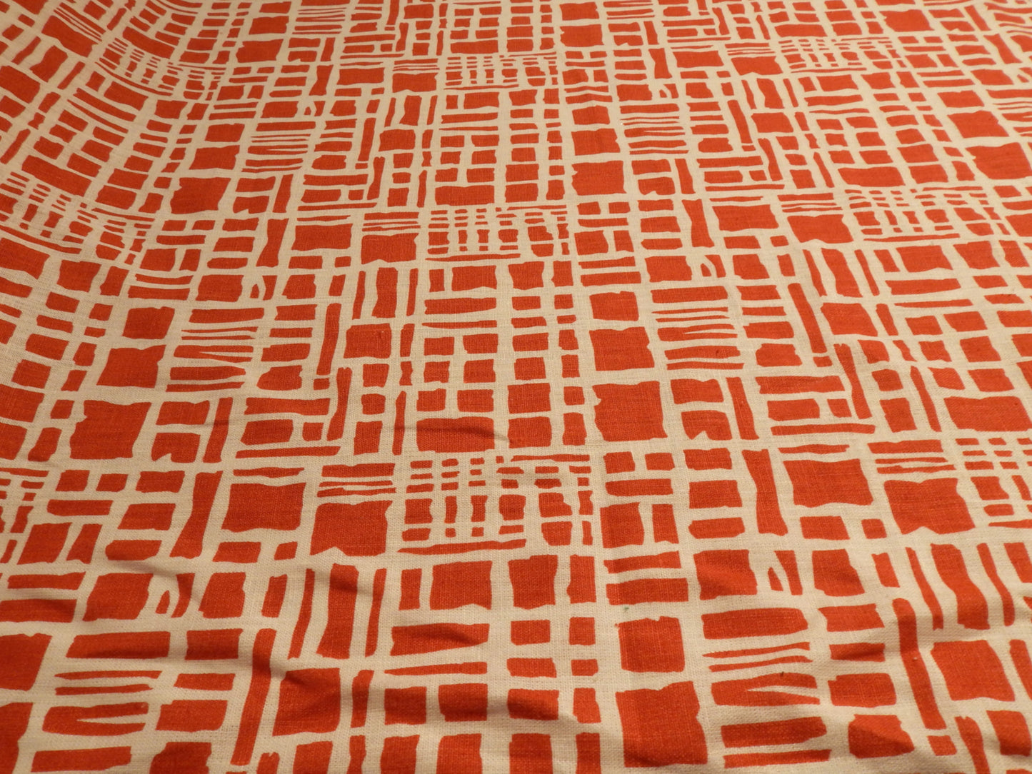 Polish Bright Red Abstract Giraffe Printed Linen