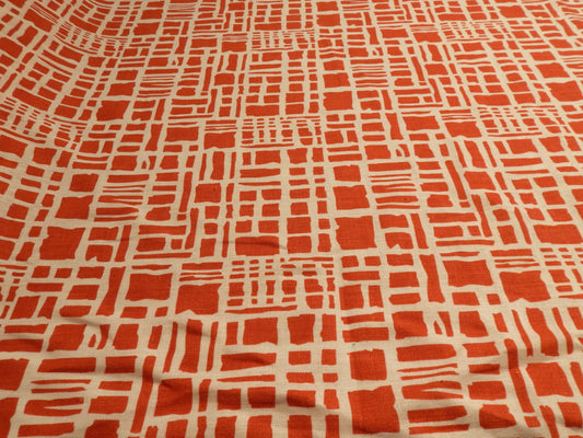 Polish Bright Red Abstract Giraffe Printed Linen