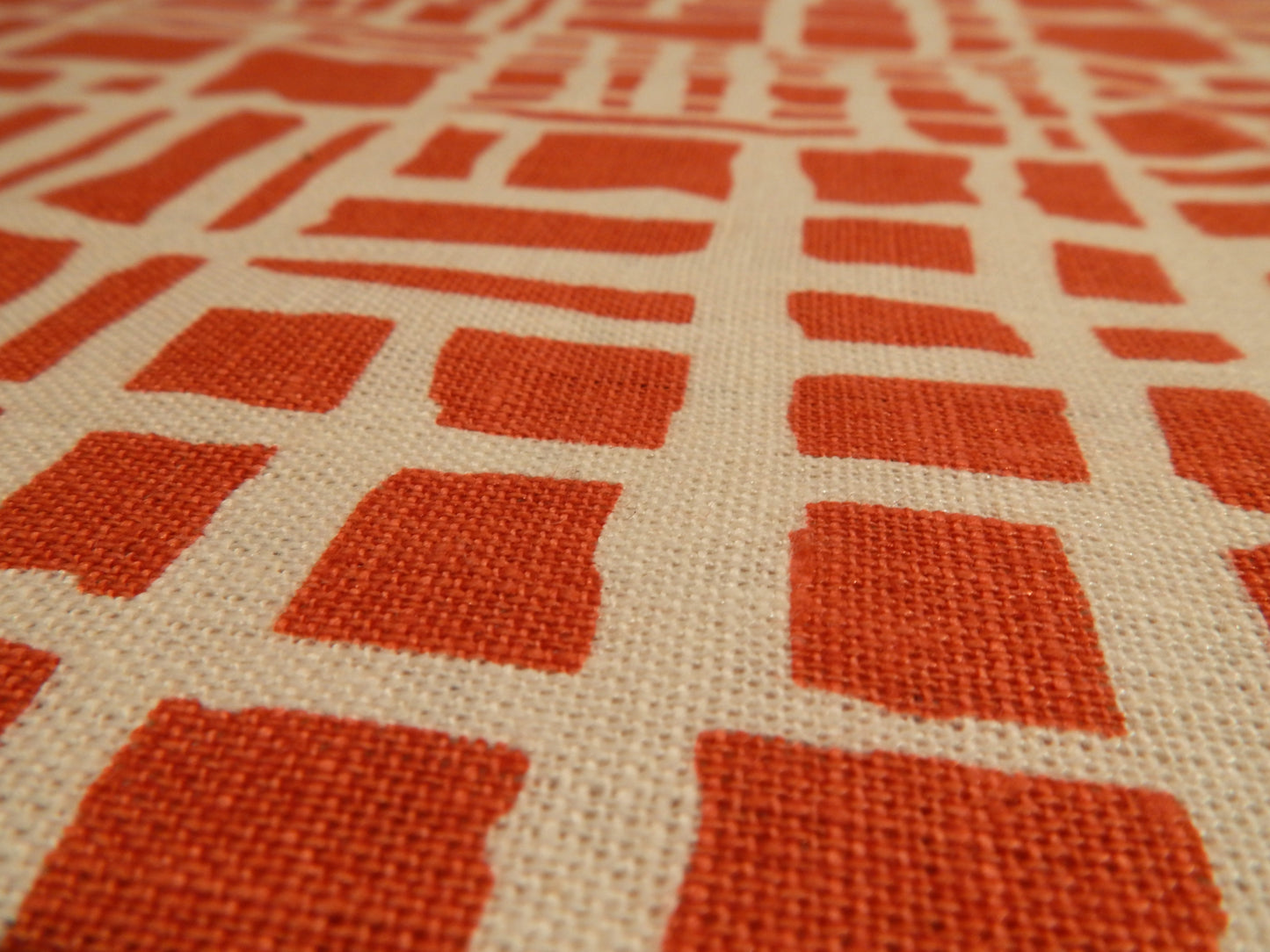 Polish Bright Red Abstract Giraffe Printed Linen