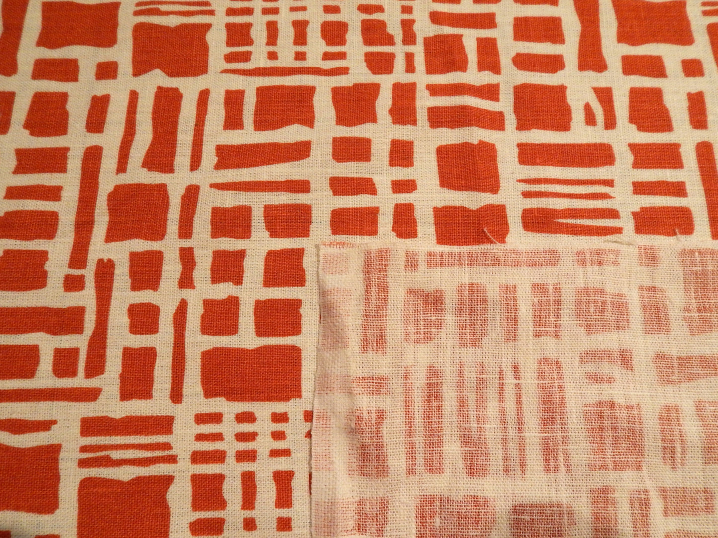Polish Bright Red Abstract Giraffe Printed Linen