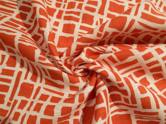 scarlet and white abstract giraffe print polish linen