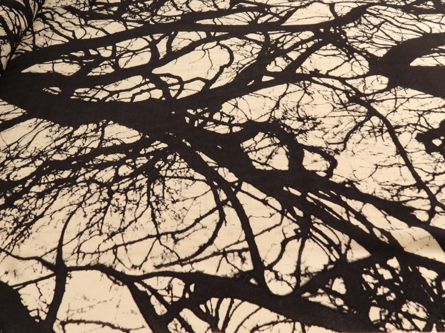 Black and White Tree Silhouette Silk Satin