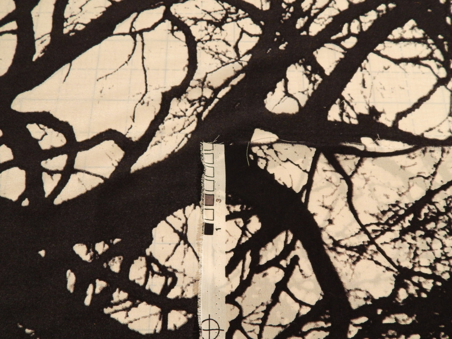 Black and White Tree Silhouette Silk Satin