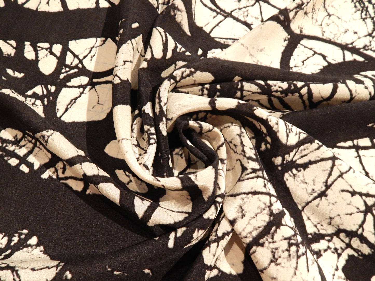 Black and White Tree Silhouette Silk Satin