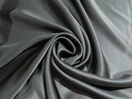 charcoal dark grey 100% silk deadstock silk charmeuse fabric