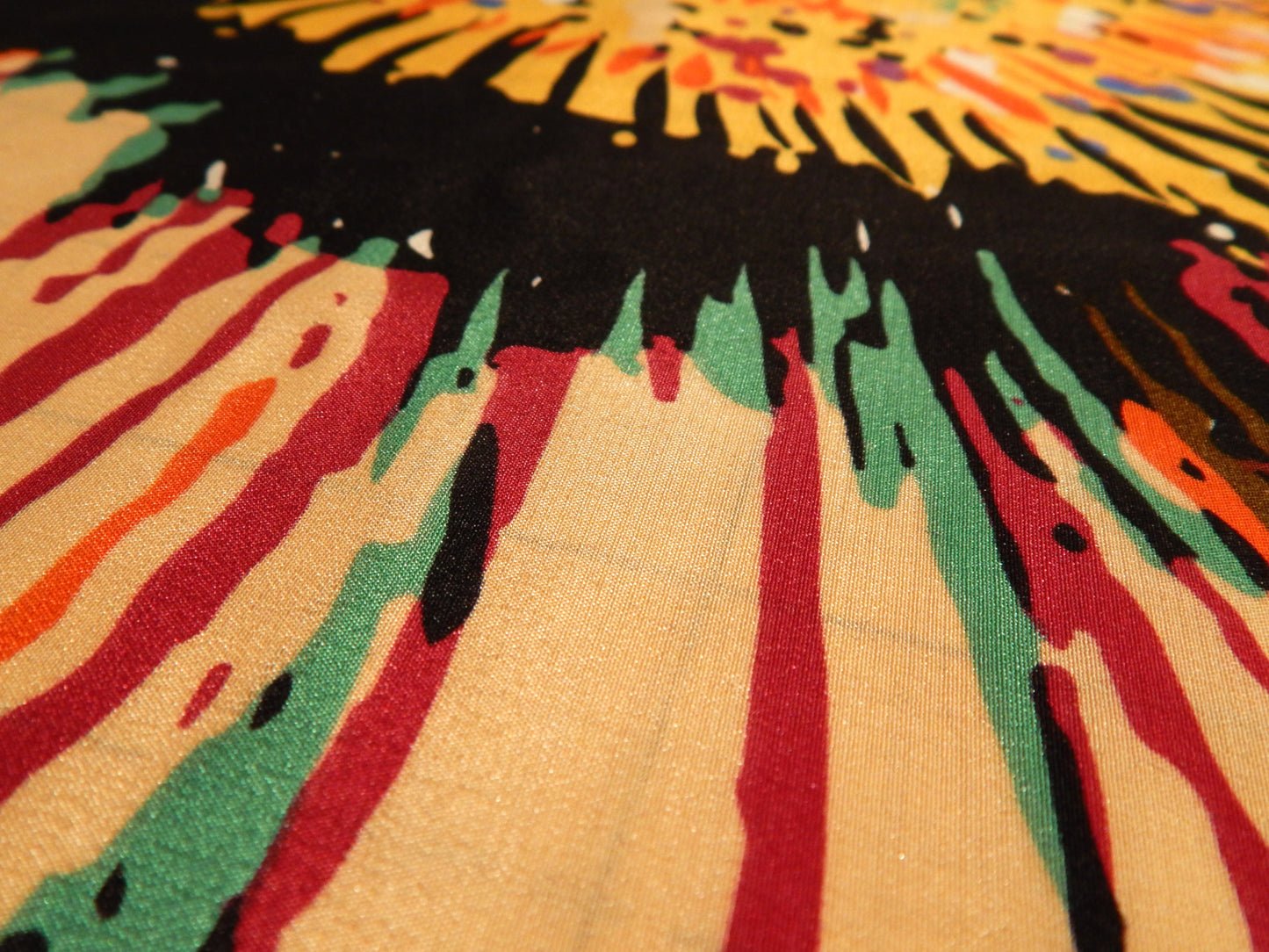 Technicolor Sunflowers Silk Satin with Border Stripe