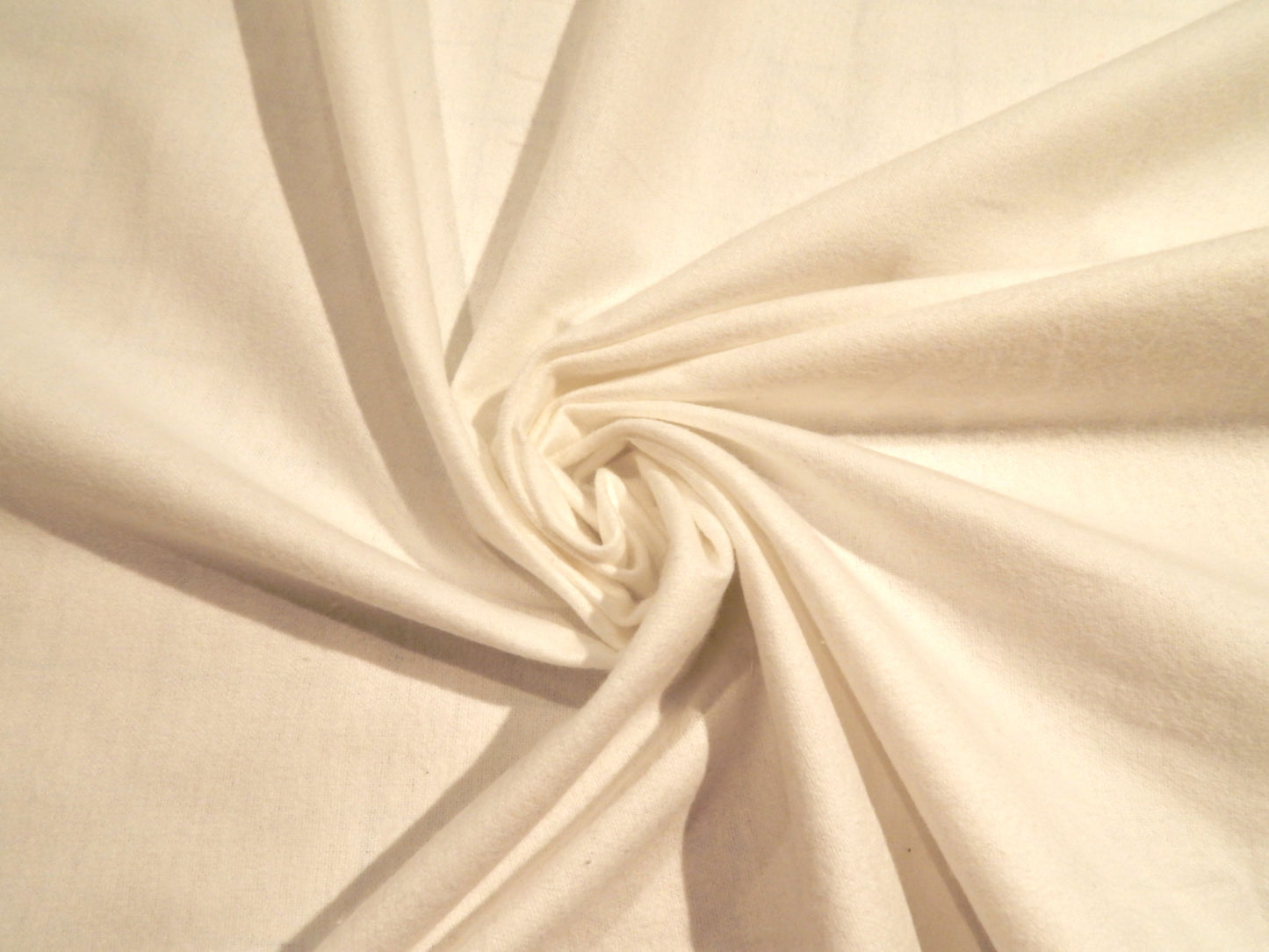 white 100% cotton double brushed flannel deadstock fabric