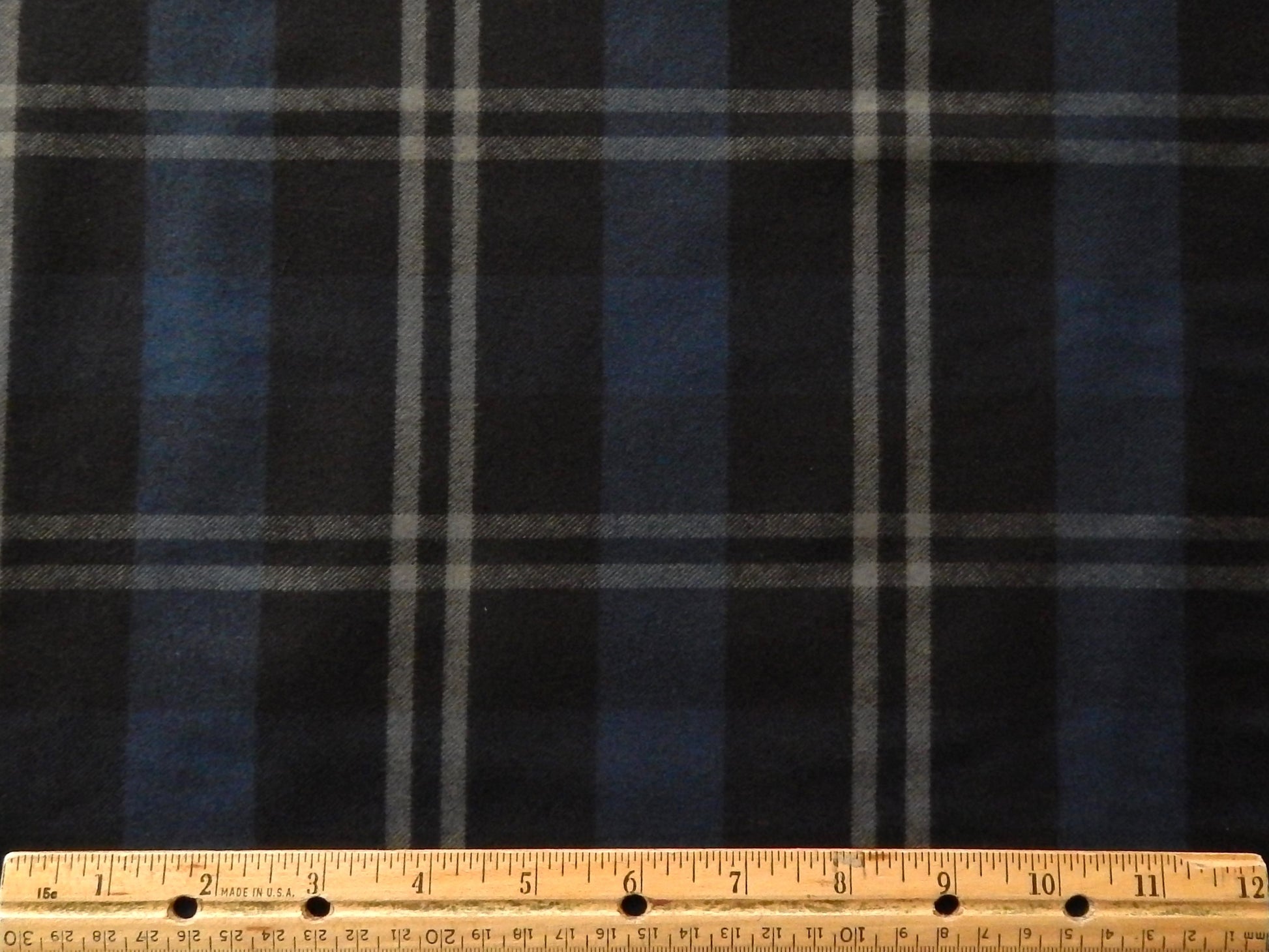 Black and Blue Flannel Fabric
