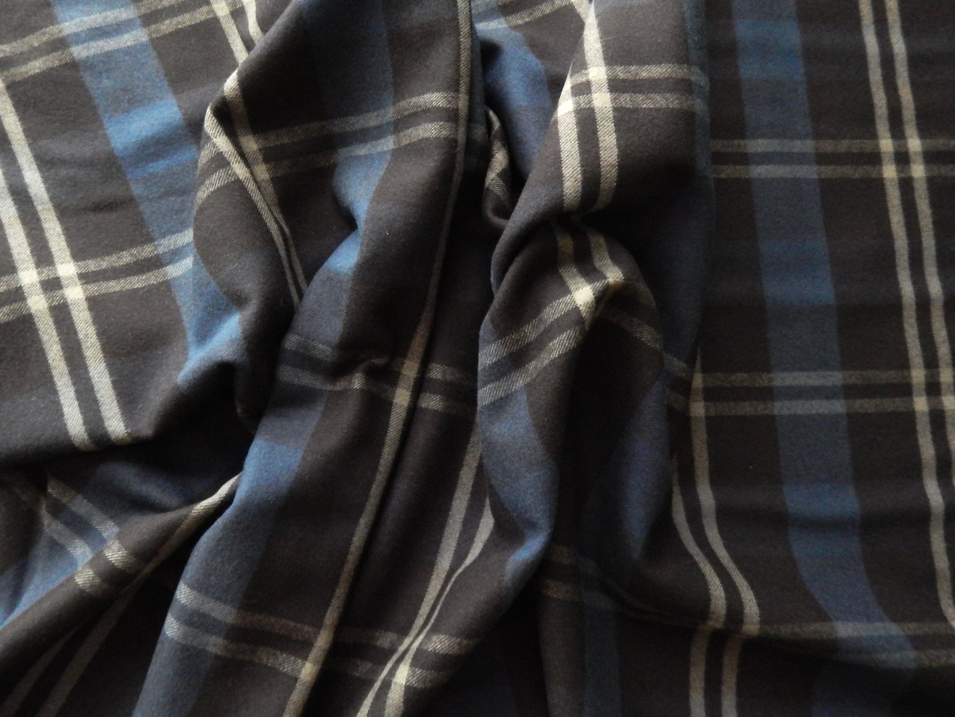 men's black and blue plaid flannel fabric