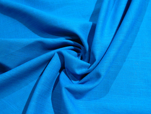 Bright turquoise blue linen deadstock fabric
