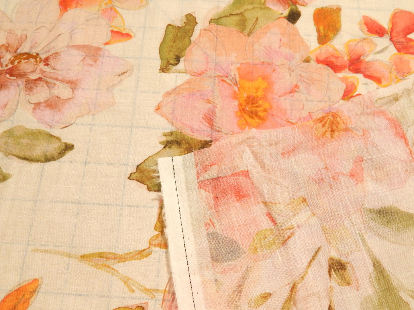 Pinky Apple Blossom Linen Voile