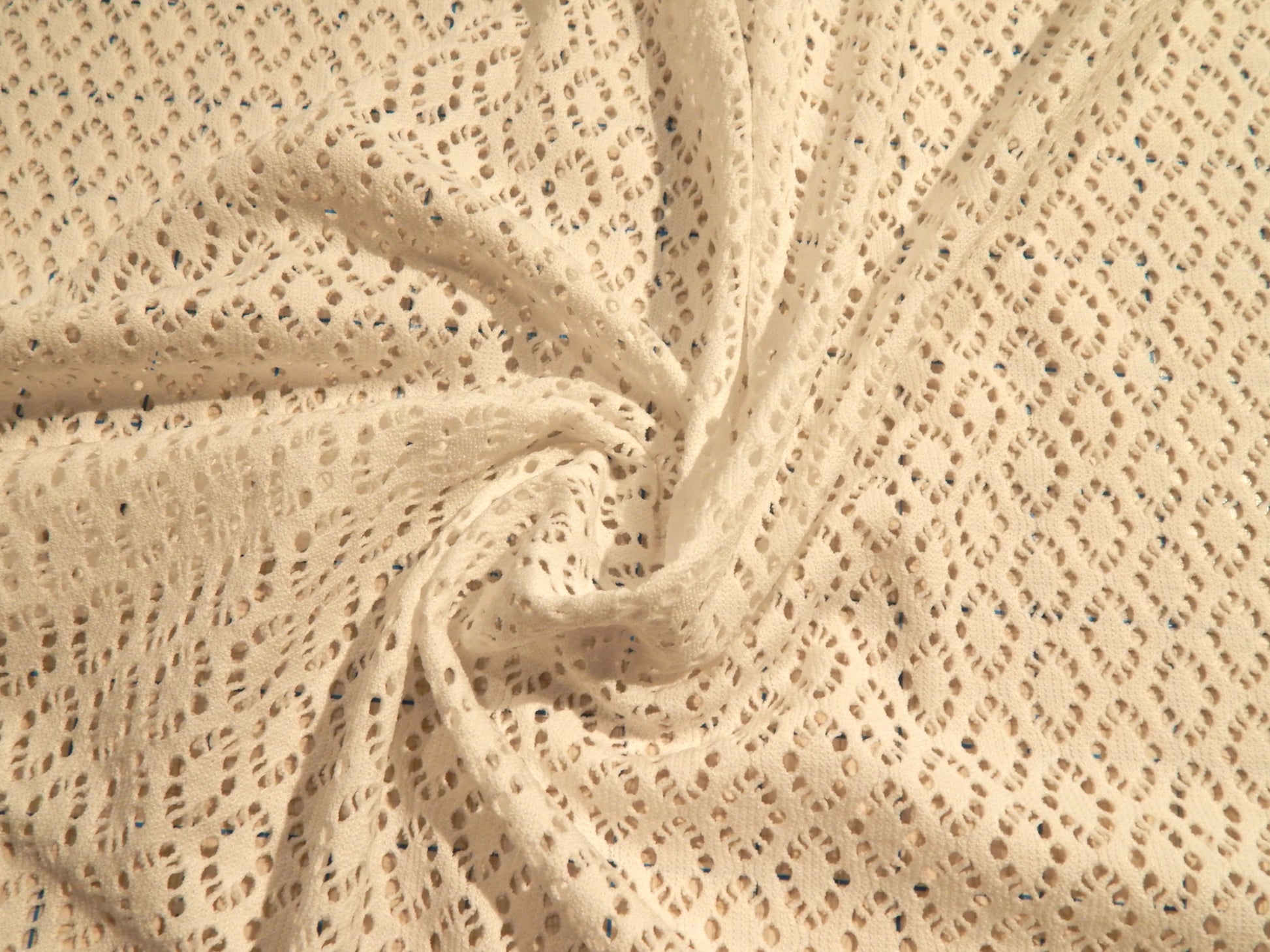white crochet mesh knit fabric telio
