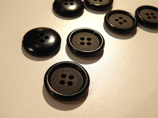 Black Rimmed Matte 4-Hole Buttons - 7/8"