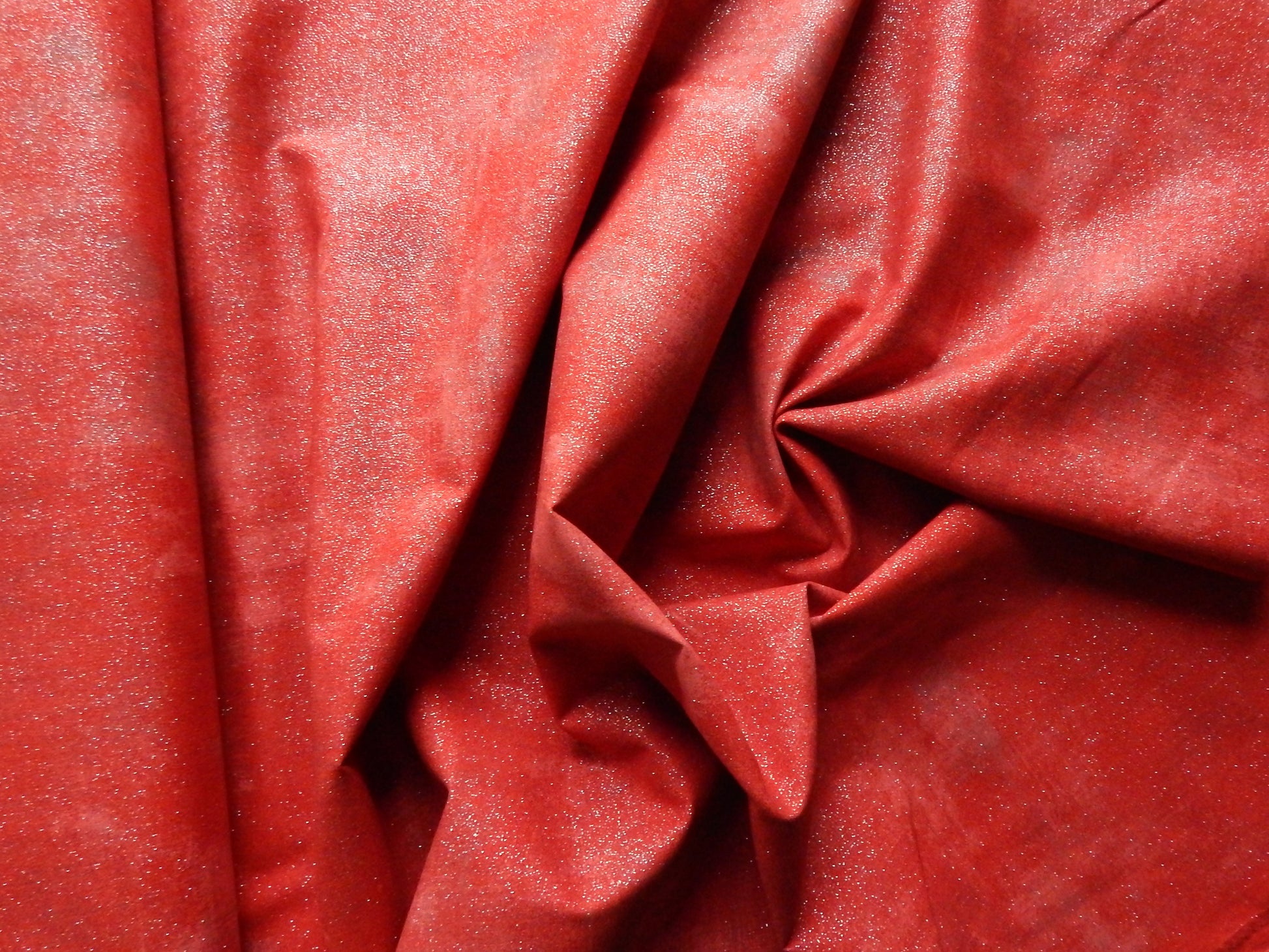 red metallic moda fabric
