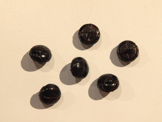 Dark Antique Brown Woven Leather Small Shank Buttons - 9/16"