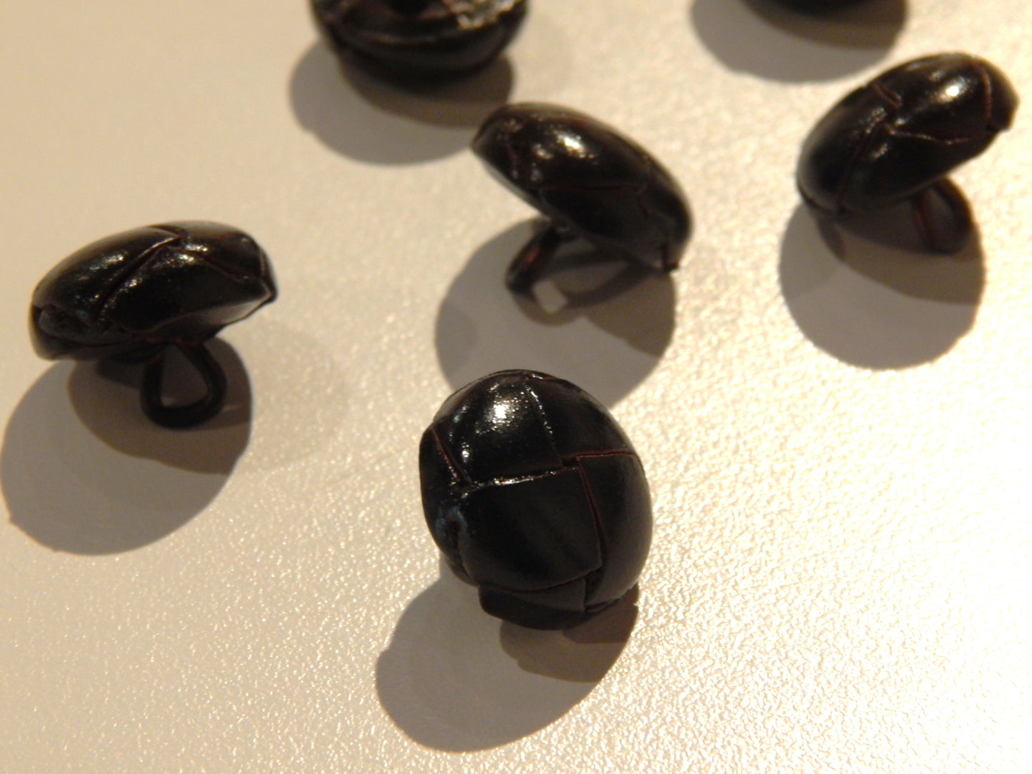 Dark Antique Brown Woven Leather Small Shank Buttons - 9/16"