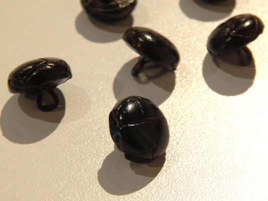Dark Antique Brown Woven Leather Small Shank Buttons - 9/16"