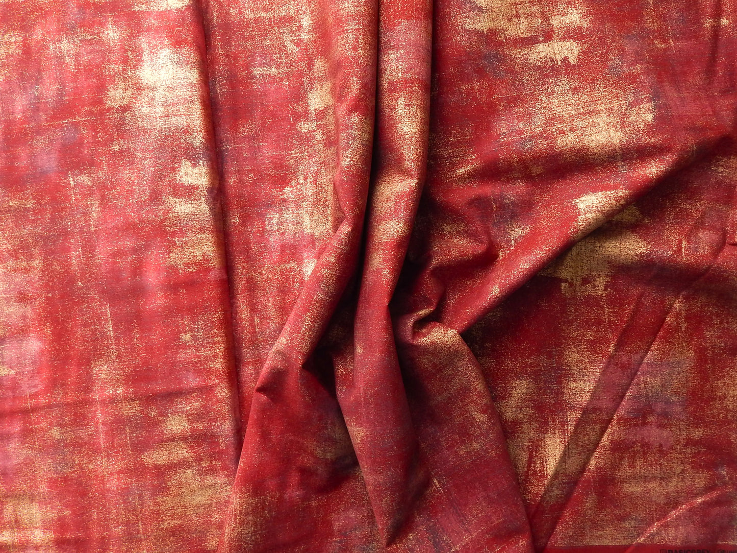 metallic gold and red cotton fabric