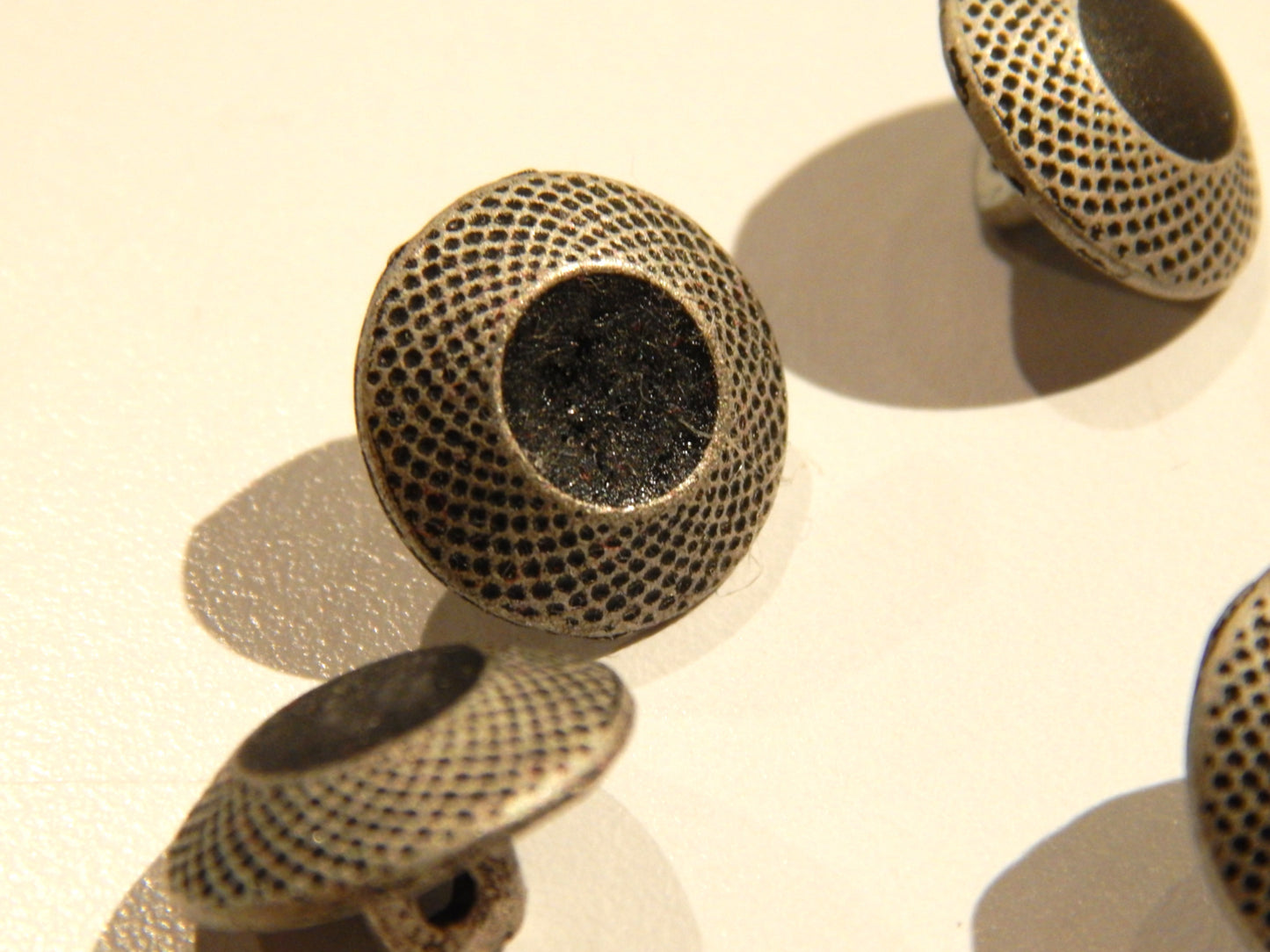 Coned & Dimpled Black and Silver Shank Buttons