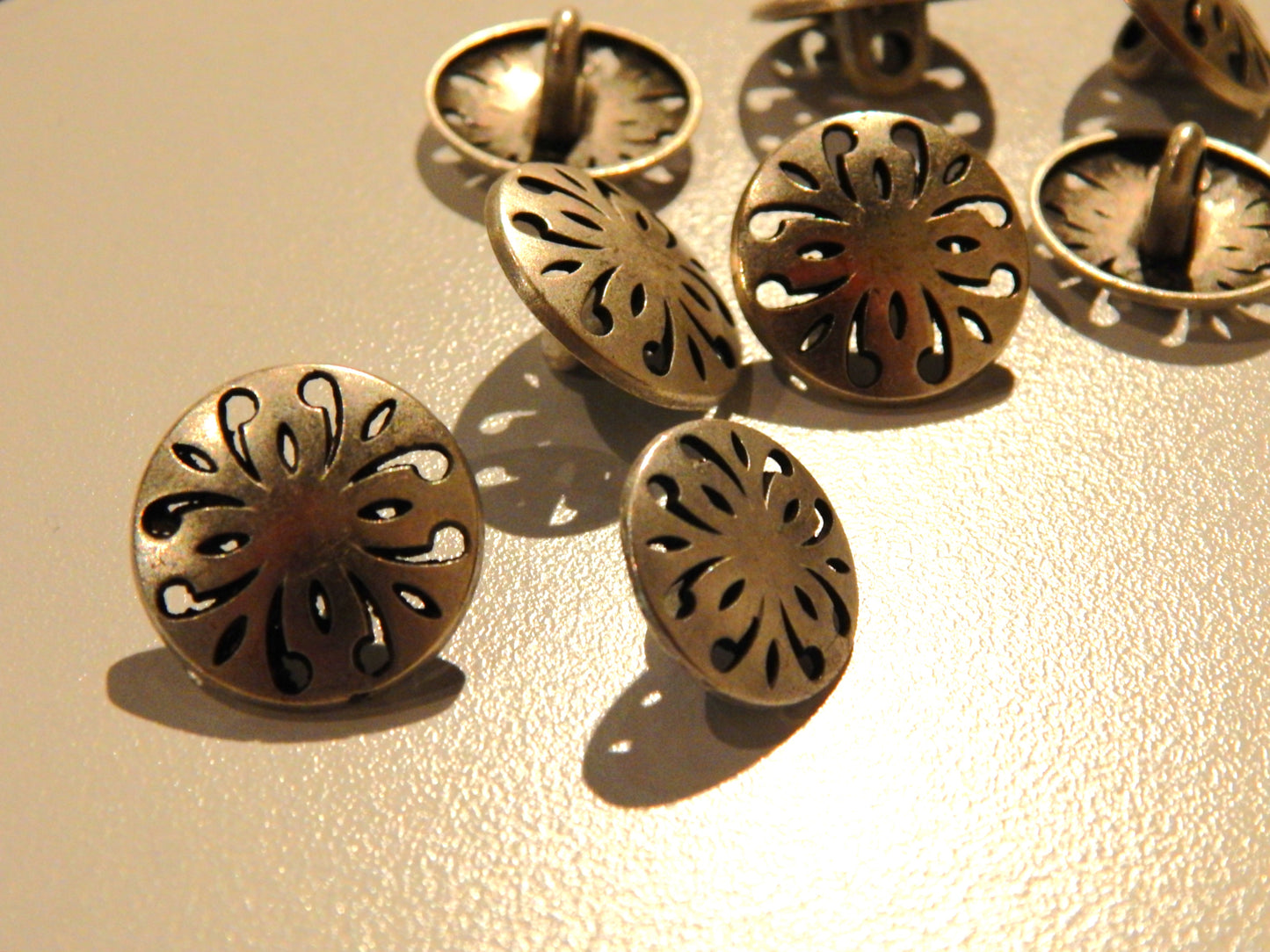 Cutwork Motif Silver Shank Button