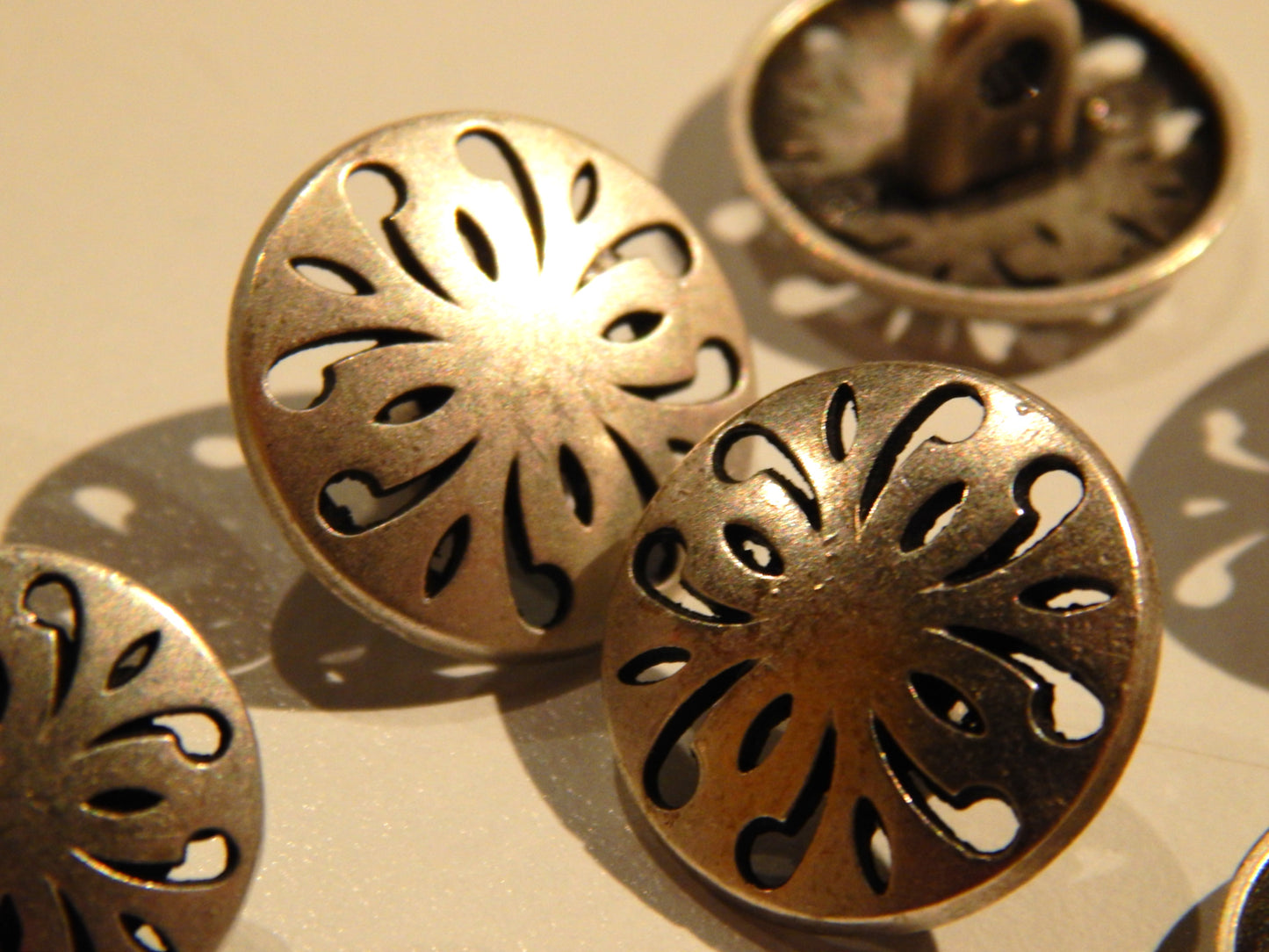 Cutwork Motif Silver Shank Button