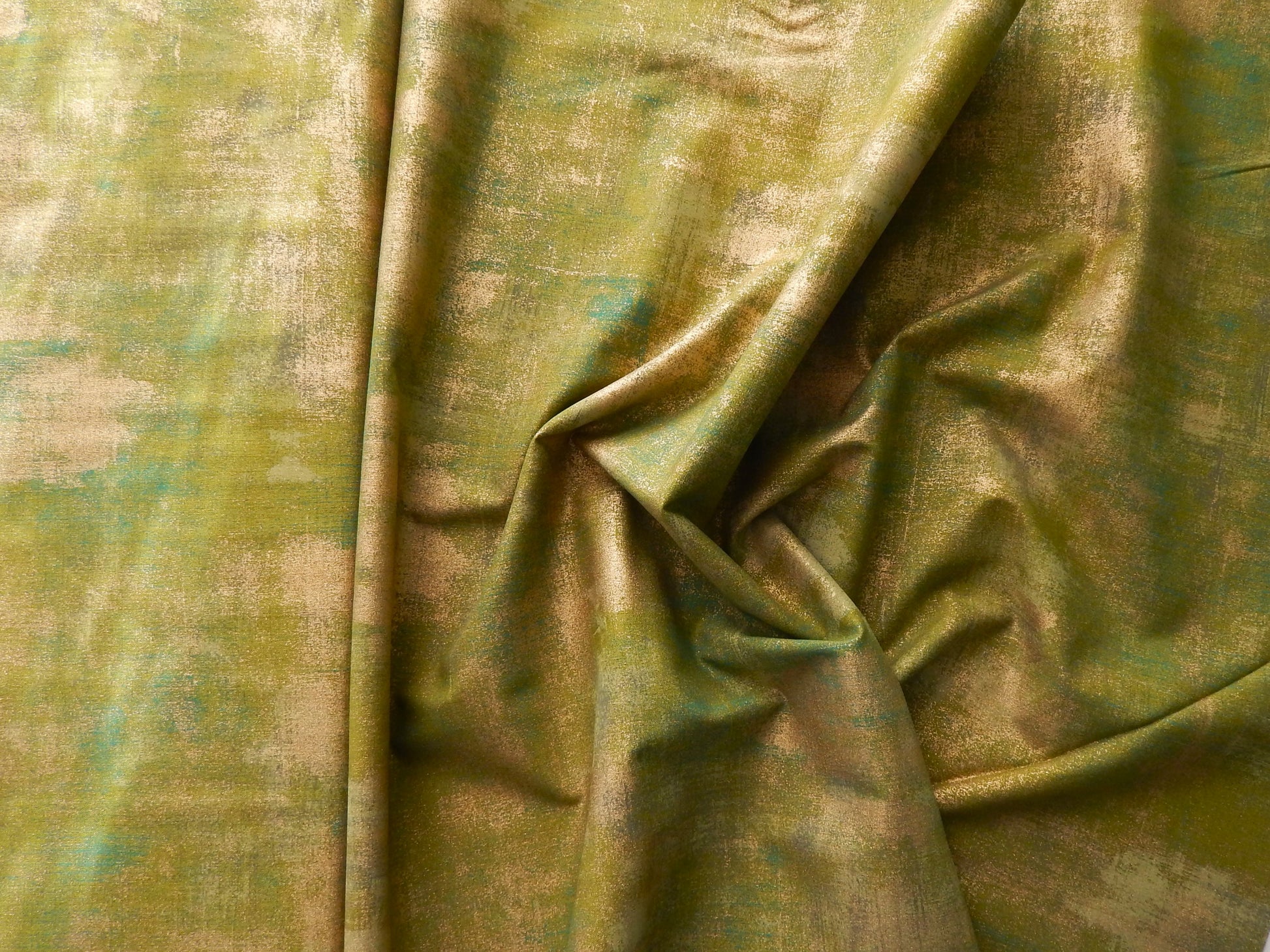 metallic gold and green cotton fabric