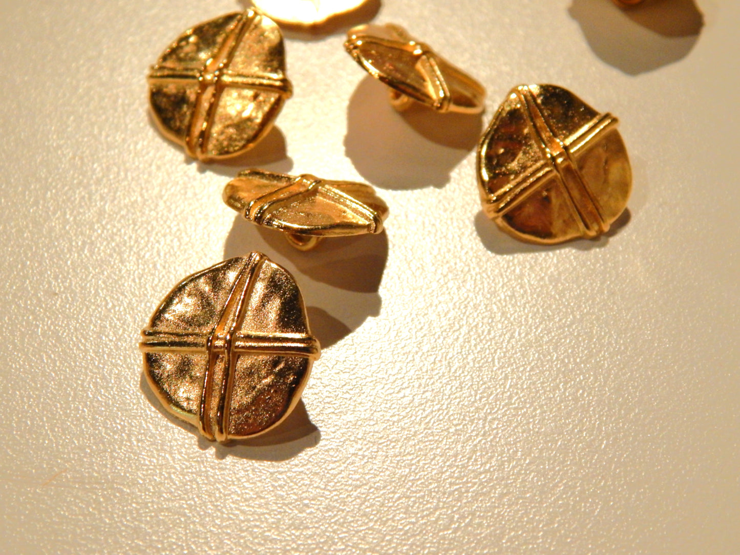 Gold Etruscan X Shank Buttons - Multiple Sizes