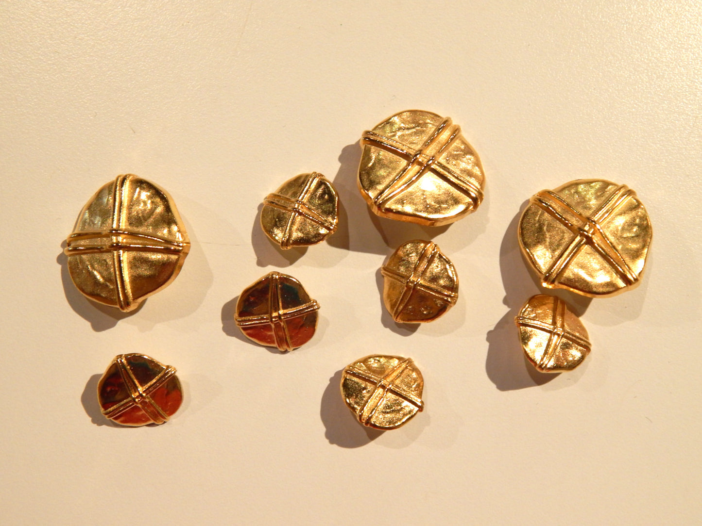 Gold Etruscan X Shank Buttons - Multiple Sizes