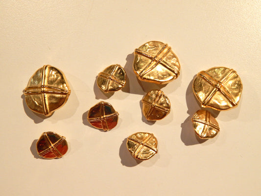 Gold Etruscan X Shank Buttons - Multiple Sizes