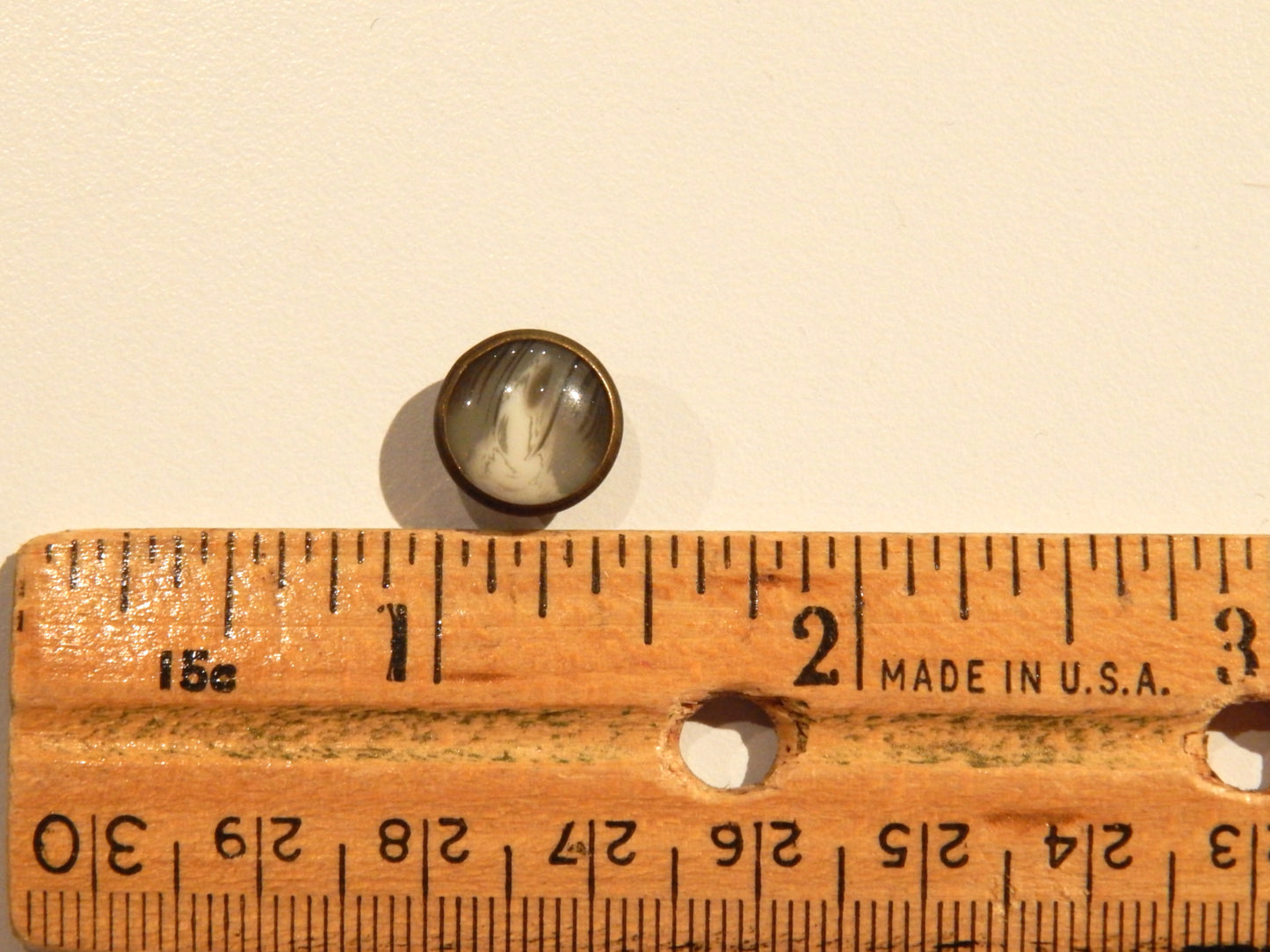 Antique Brass and Grey Marbled Horn Shirt Button