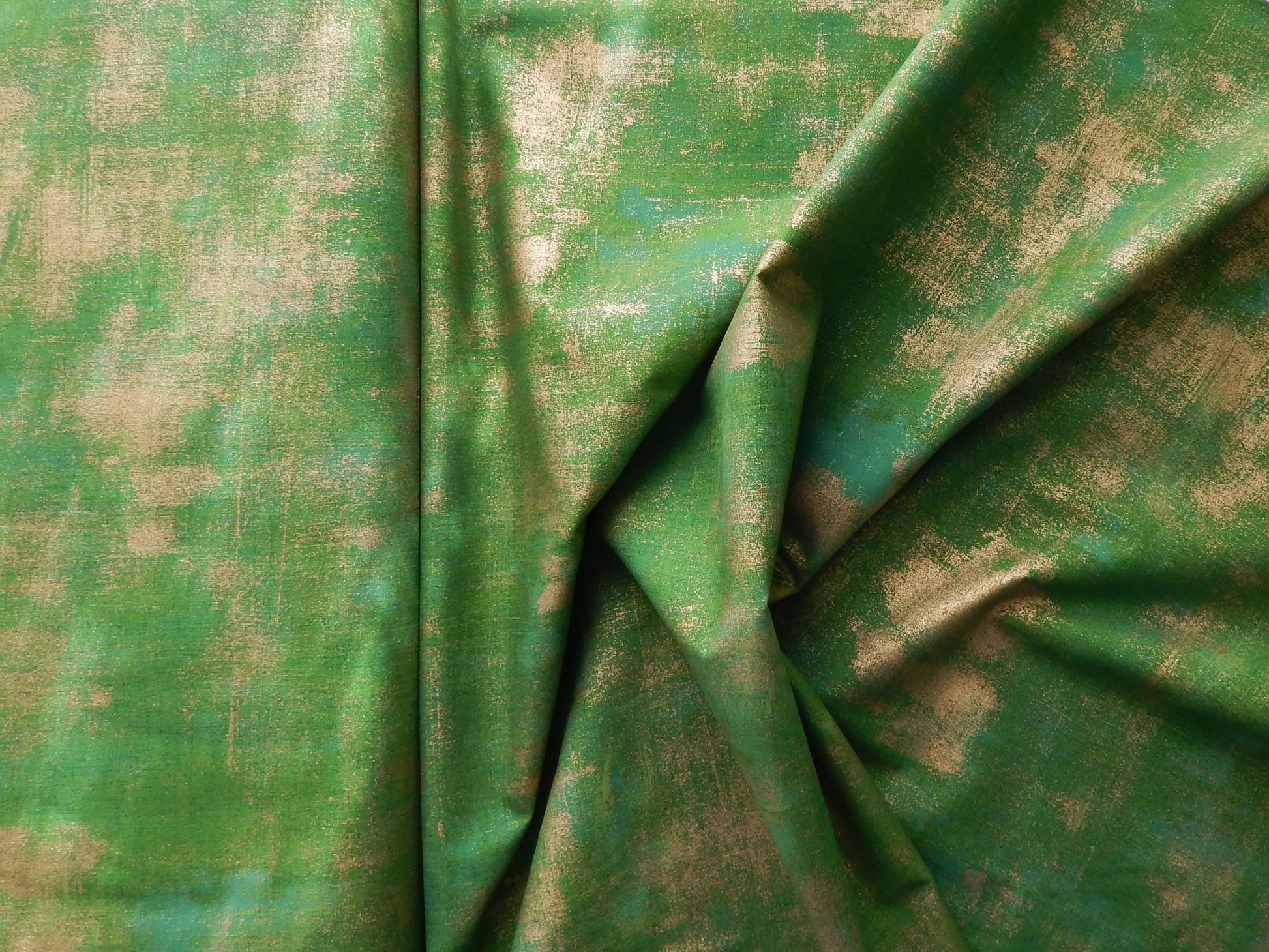 metallic gold and fern green fabric