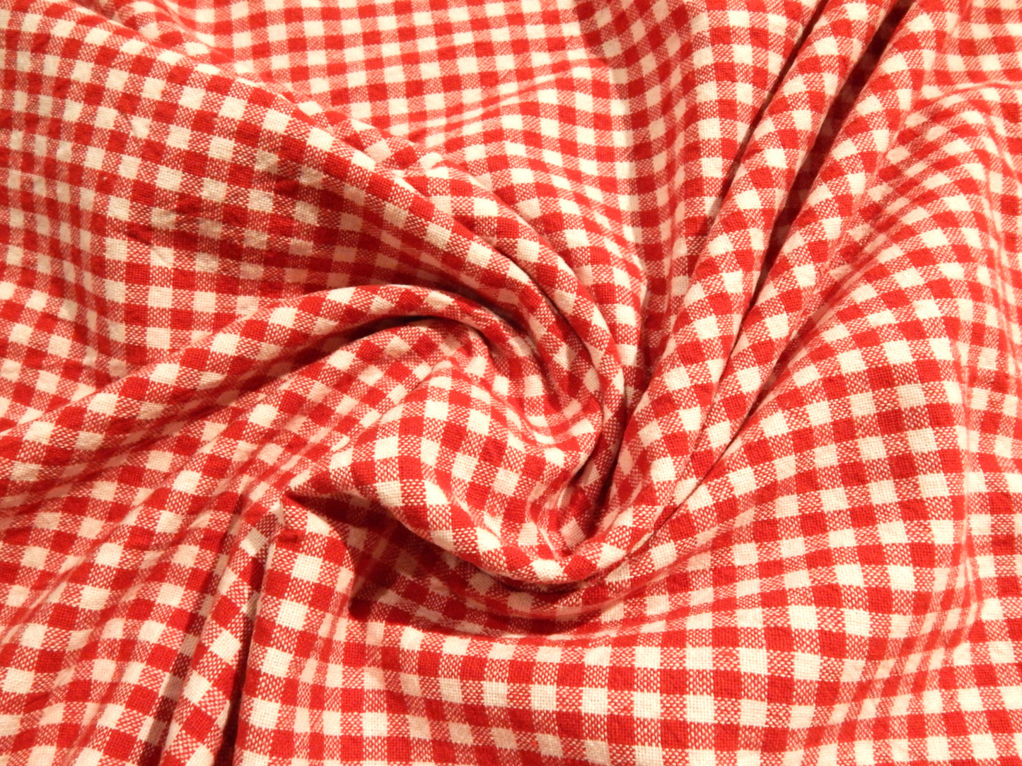 Red and white 100% cotton yarn dyed 1/4" gingham fabric telio