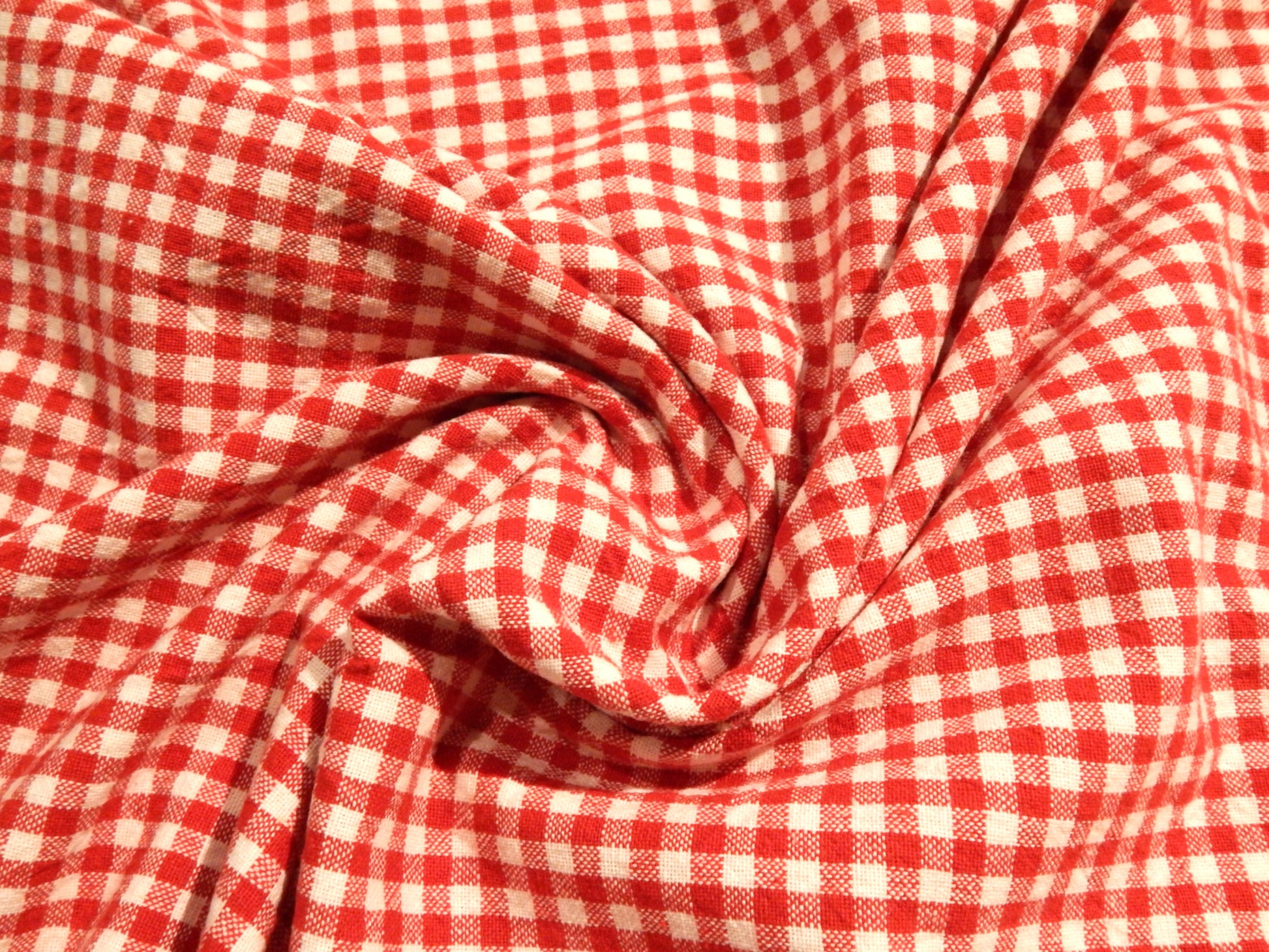 Red and white 100% cotton yarn dyed 1/4" gingham fabric telio