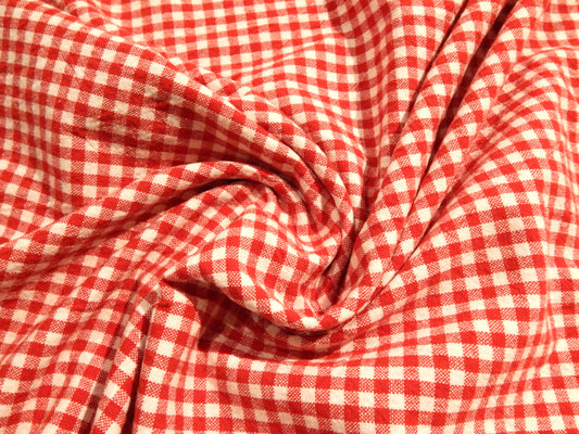 Red and white 100% cotton yarn dyed 1/4" gingham fabric telio