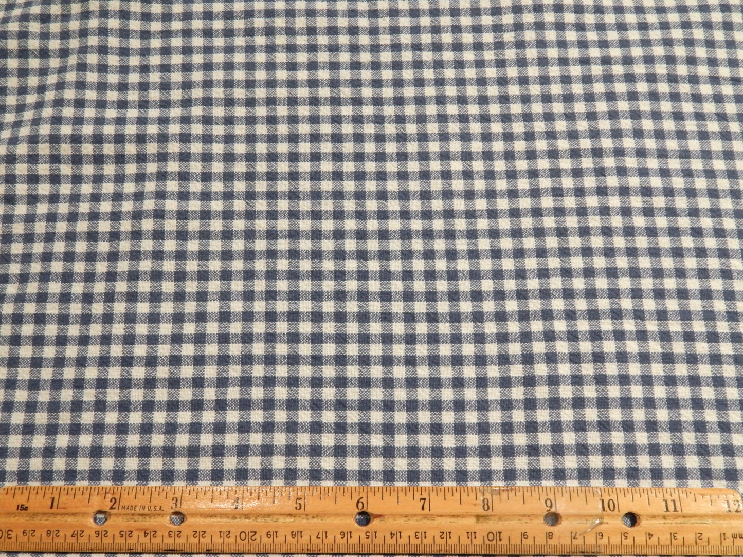 100% Organic Cotton Denim Blue and Natural 1/4" Gingham - Telio
