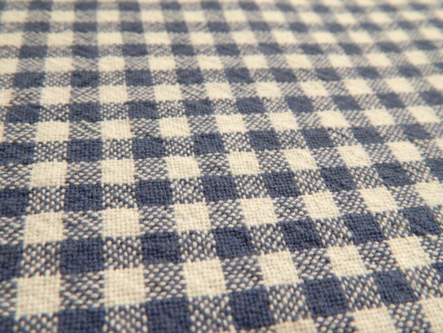 100% Organic Cotton Denim Blue and Natural 1/4" Gingham - Telio