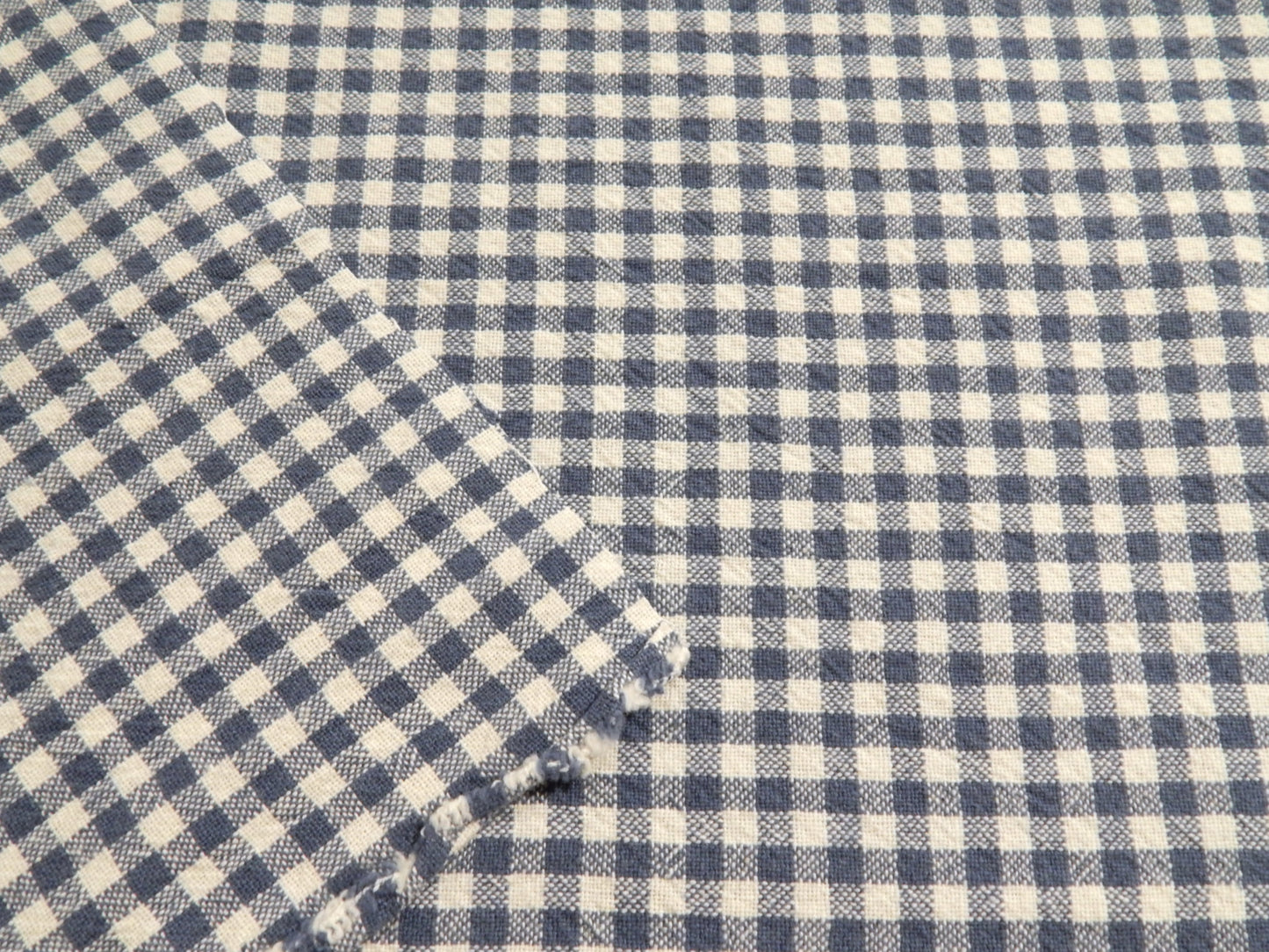100% Organic Cotton Denim Blue and Natural 1/4" Gingham - Telio