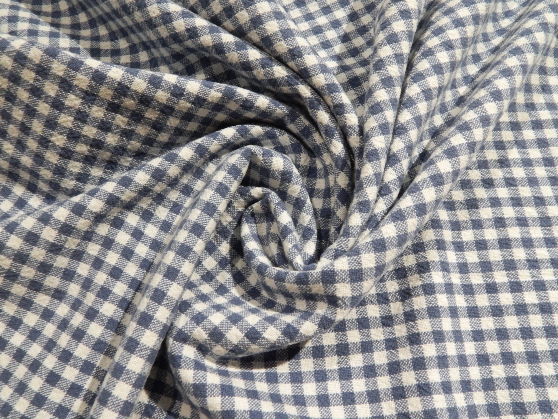 blue and white 100% cotton yarn dyed 1/4" gingham fabric telio