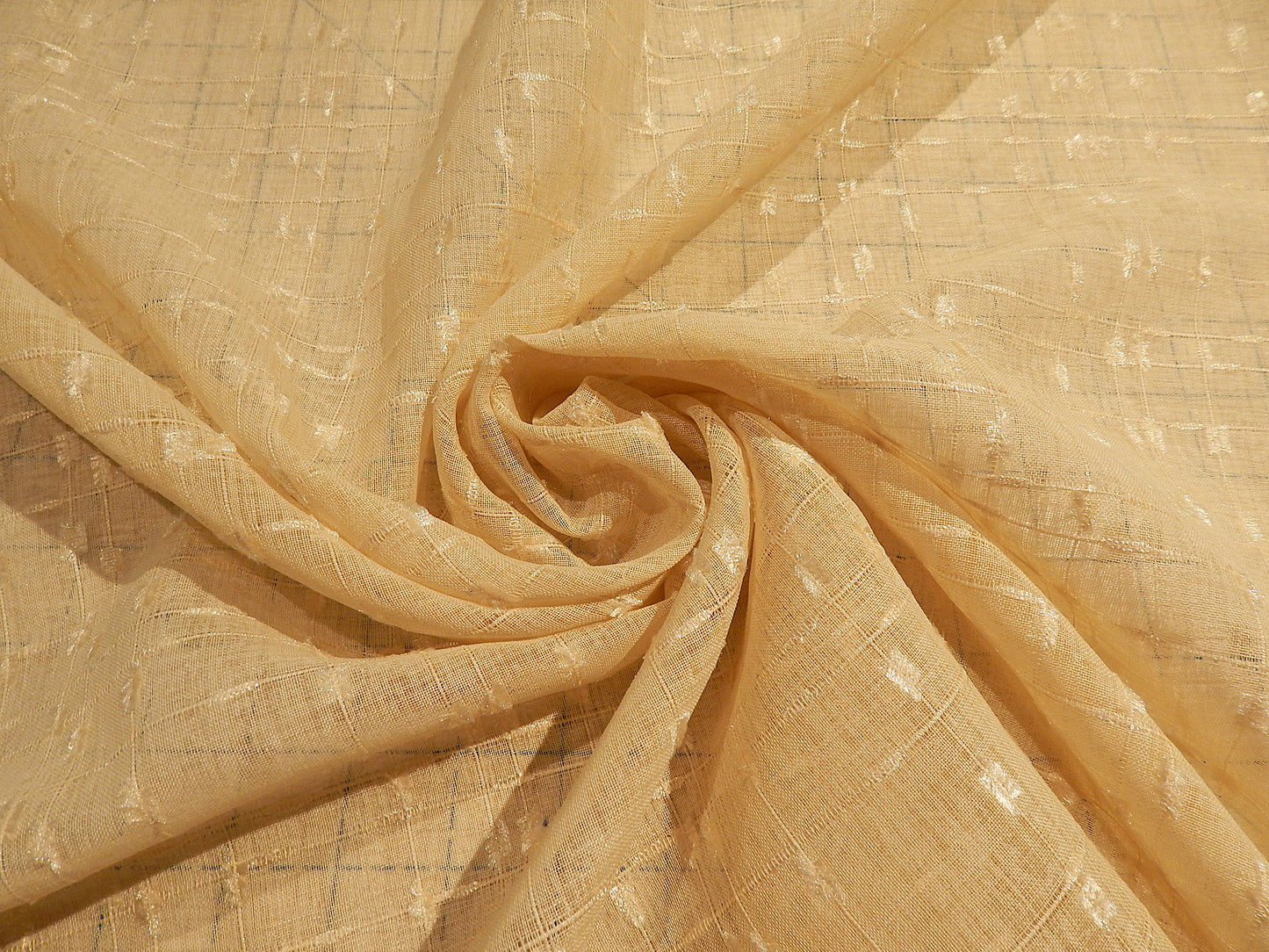 tan polyester slub voile deadstock fabric